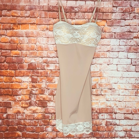 Blush Pink Nude Lace Trimmed Knee Length Shape wear Slip - Picture 1 of 10
